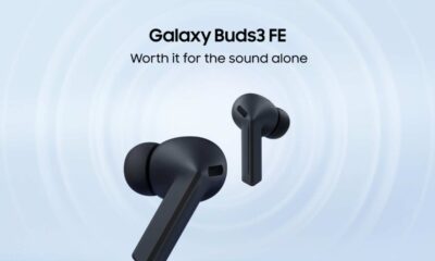 Galaxy Buds3 FE wireless earbuds promotional image.