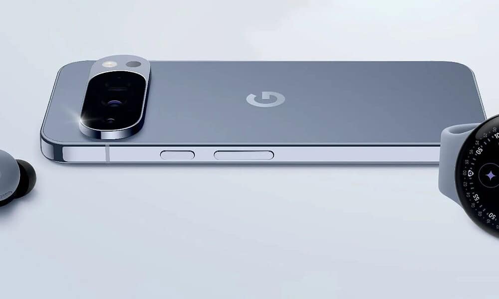 Smartphone, smartwatch, and earbuds on display