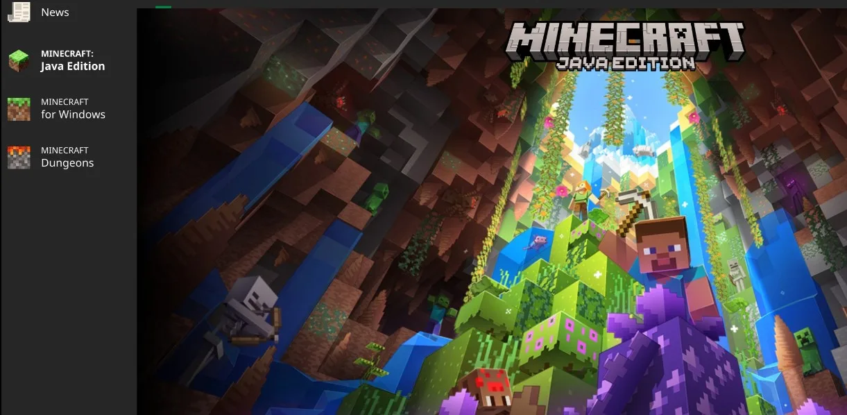 Minecraft Java Edition cave adventure scene