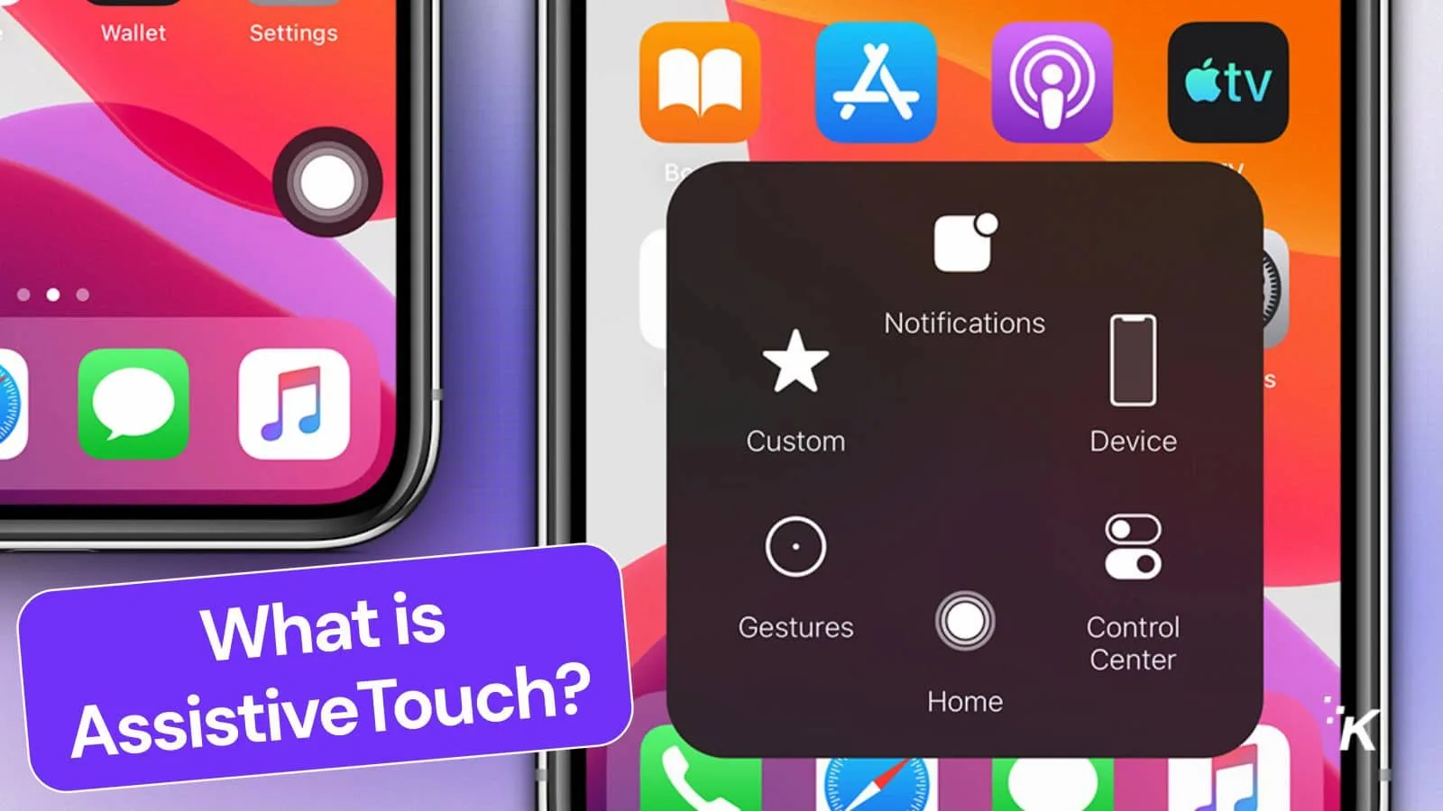 iPhone AssistiveTouch menu screen display