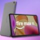 Fire Max 11 tablet on a colorful background
