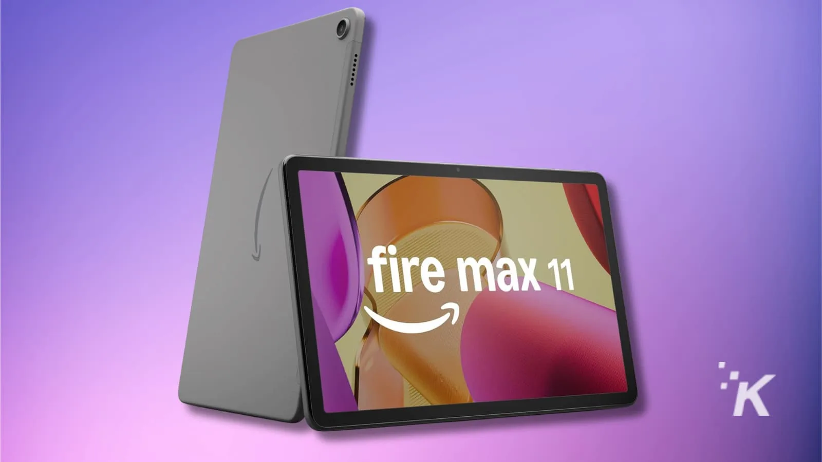 Fire Max 11 tablet on a colorful background