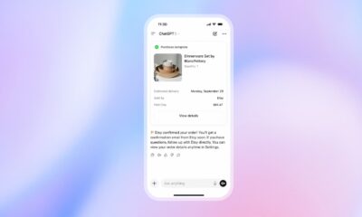 ChatGPT order confirmation on a smartphone screen with product details and delivery date, showcasing AI chatbot technology for online shopping support.