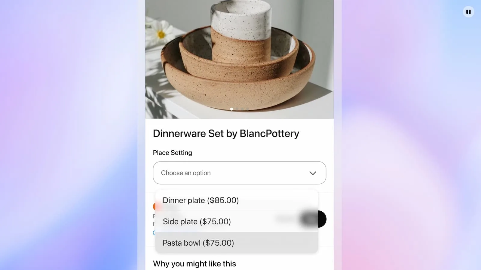 Minimalist ceramic dinnerware set with bowls, plates, and a mug on a white surface with a blurred background.