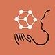 Molecular structure illustration with abstract human profile representing scientific innovation on a warm terracotta background.