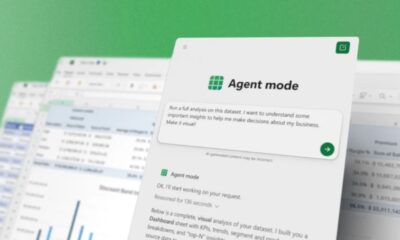 AI-powered data analysis and visualization tools in agent mode interface on computer screens.
