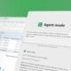 AI-powered data analysis and visualization tools in agent mode interface on computer screens.