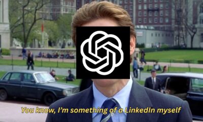 Meme with obscured face and LinkedIn joke