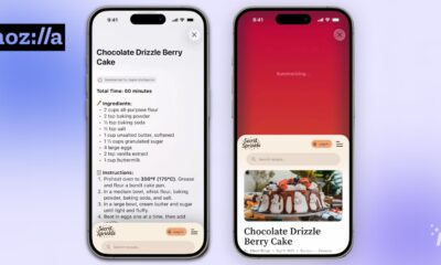 Chocolate Drizzle Berry Cake recipe displayed on phone.