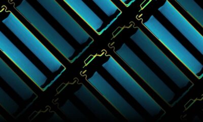 High-tech memory chips with colorful neon outlines, illustrating advanced semiconductor technology and digital innovation for tech enthusiasts and industry professionals.