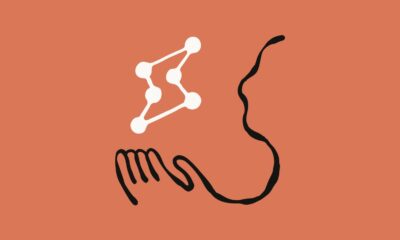 Neuron molecular structure illustration on an orange background, symbolizing neuroscience, brain research, or artificial intelligence.