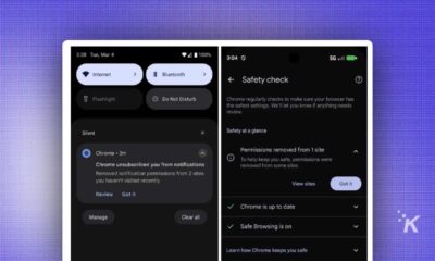 Alternate text: Smartphone screen displaying Wi-Fi, Bluetooth, and security check notifications in dark mode.