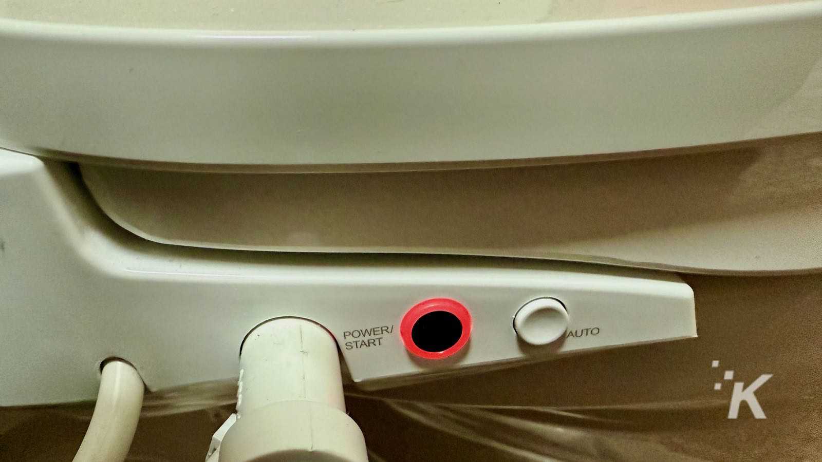 Bidet control panel with power and auto buttons