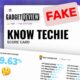 Fake gadget review scorecard with bold text and trust rating, showing a suspicious rating percentage and a thinking emoji, indicating a potentially unreliable or fake tech review.