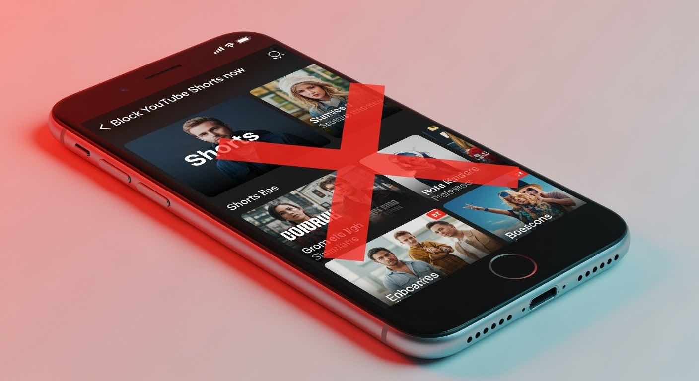 Blocking YouTube Shorts on a smartphone app interface.