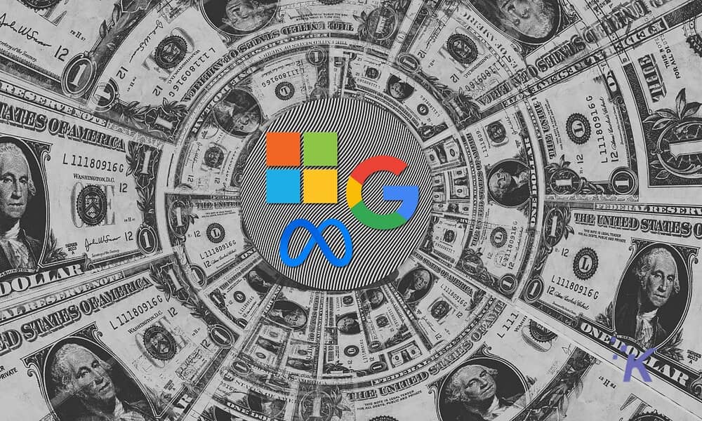 Money, US dollar bills, with Google and infinity symbols overlay, representing financial growth, digital currency, or tech investment concepts.