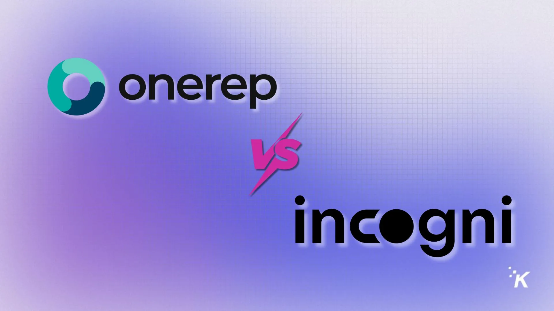 Onerrep versus incognit comparison graphic with colorful background and text.
