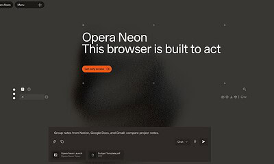 Advanced web browser homepage showcasing Opera Neon browser with modern interface, customizable themes, and integrated productivity tools for enhanced browsing experience.
