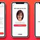 High-quality mobile screens showing face verification process on dating app, with selfie upload confirmation and success message, emphasizing online security and profile verification for dating platforms.