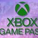Xbox Game Pass logo with a blurred background of game thumbnails, highlighting the popular gaming subscription service, ideal for gamers and tech enthusiasts.