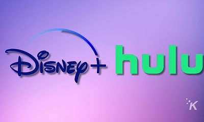 Alt text: Disney+ and Hulu logos displayed on a purple background, showcasing popular streaming platforms for movies, TV shows, and entertainment content.
