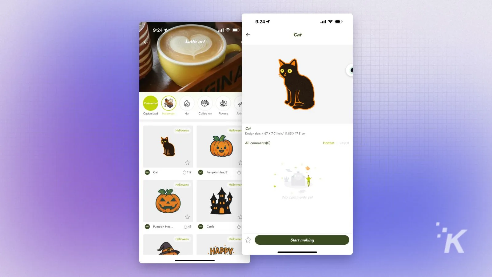 Cute black cat sticker design for Halloween, digital sticker app interface.