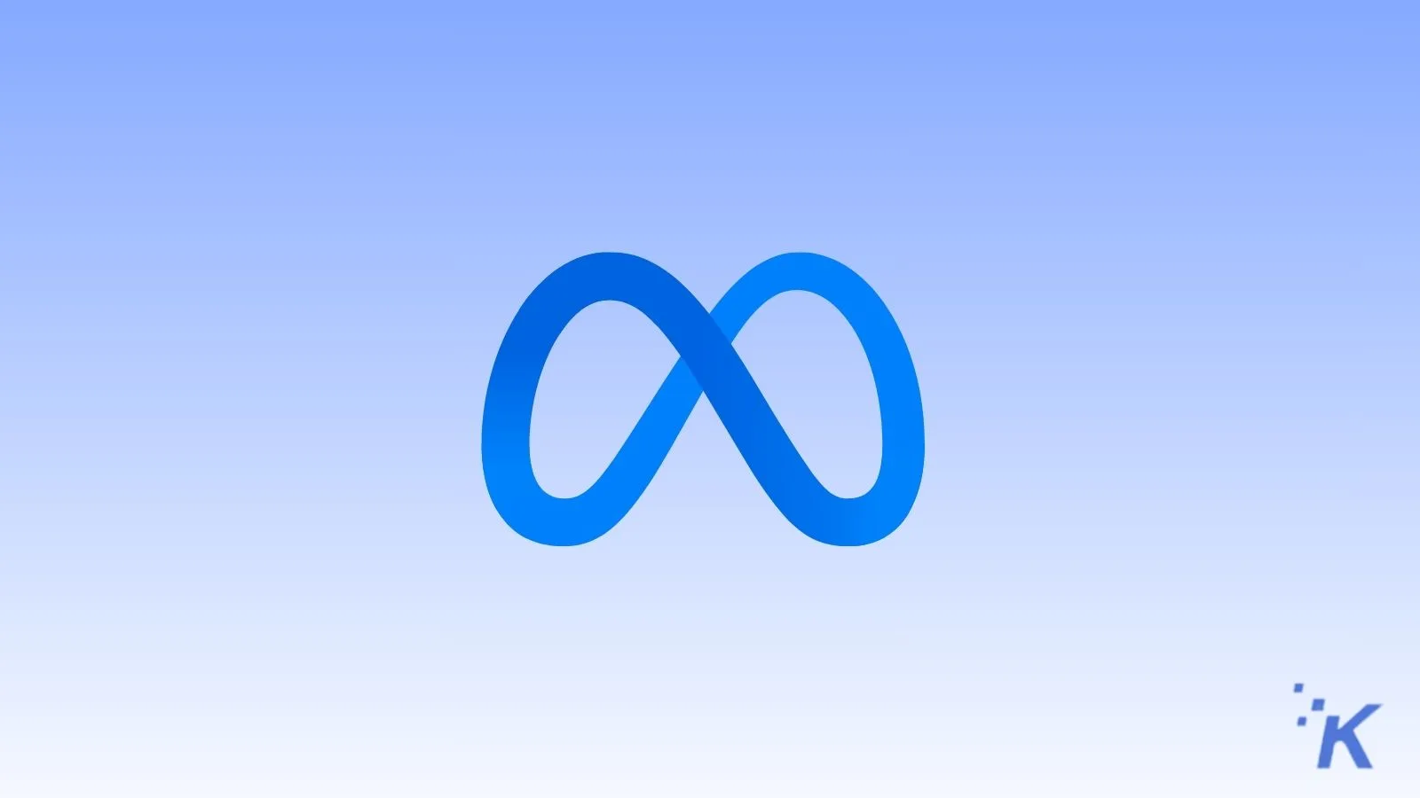 Meta logo on a blue gradient background representing social media and technology branding.