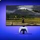 Mount Fuji landscape displayed on a gaming monitor with a PlayStation controller, showcasing advanced gaming technology and high-resolution visuals.