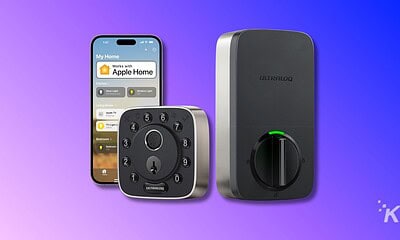 Wireless smart home security system with app control and electronic keypad, featuring door lock, touchscreen interface, and compatibility with Apple Home for enhanced smart living.