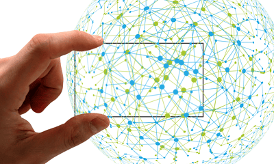 Connected digital globe with network nodes, representing global technology and communication networks for innovative tech news, gadgets, and digital trends.