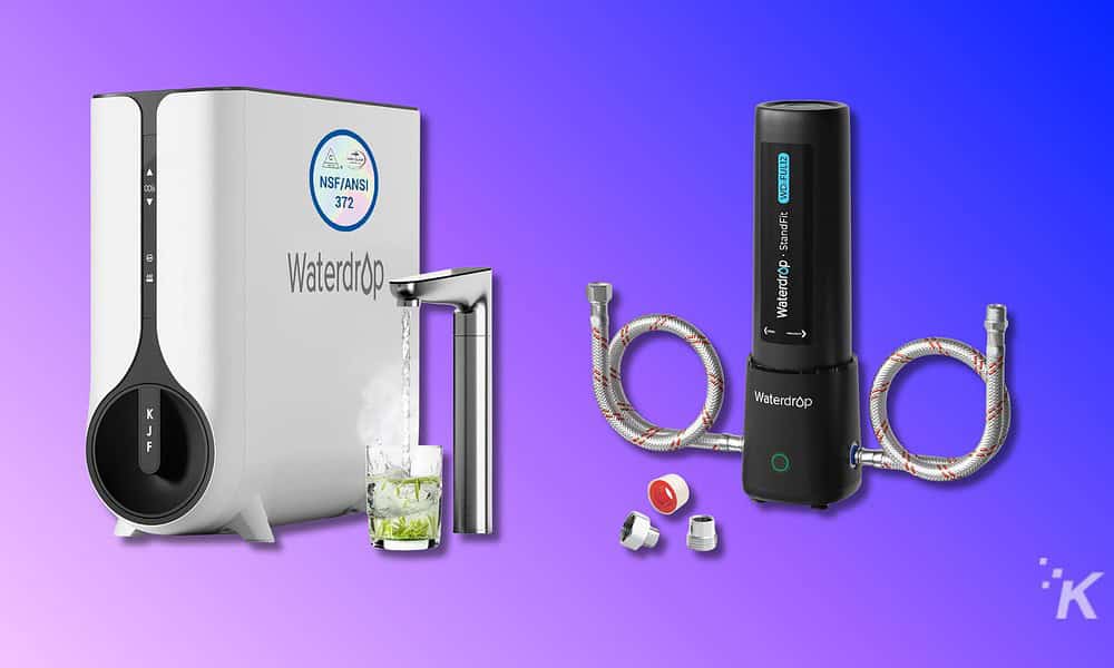 Waterdrop water filtration system with faucet and accessories for clean drinking water, highlighting advanced filtration technology and easy installation.