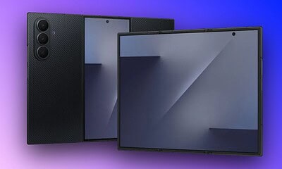 Foldable Samsung Galaxy Z Fold Trifold design with three rear cameras.