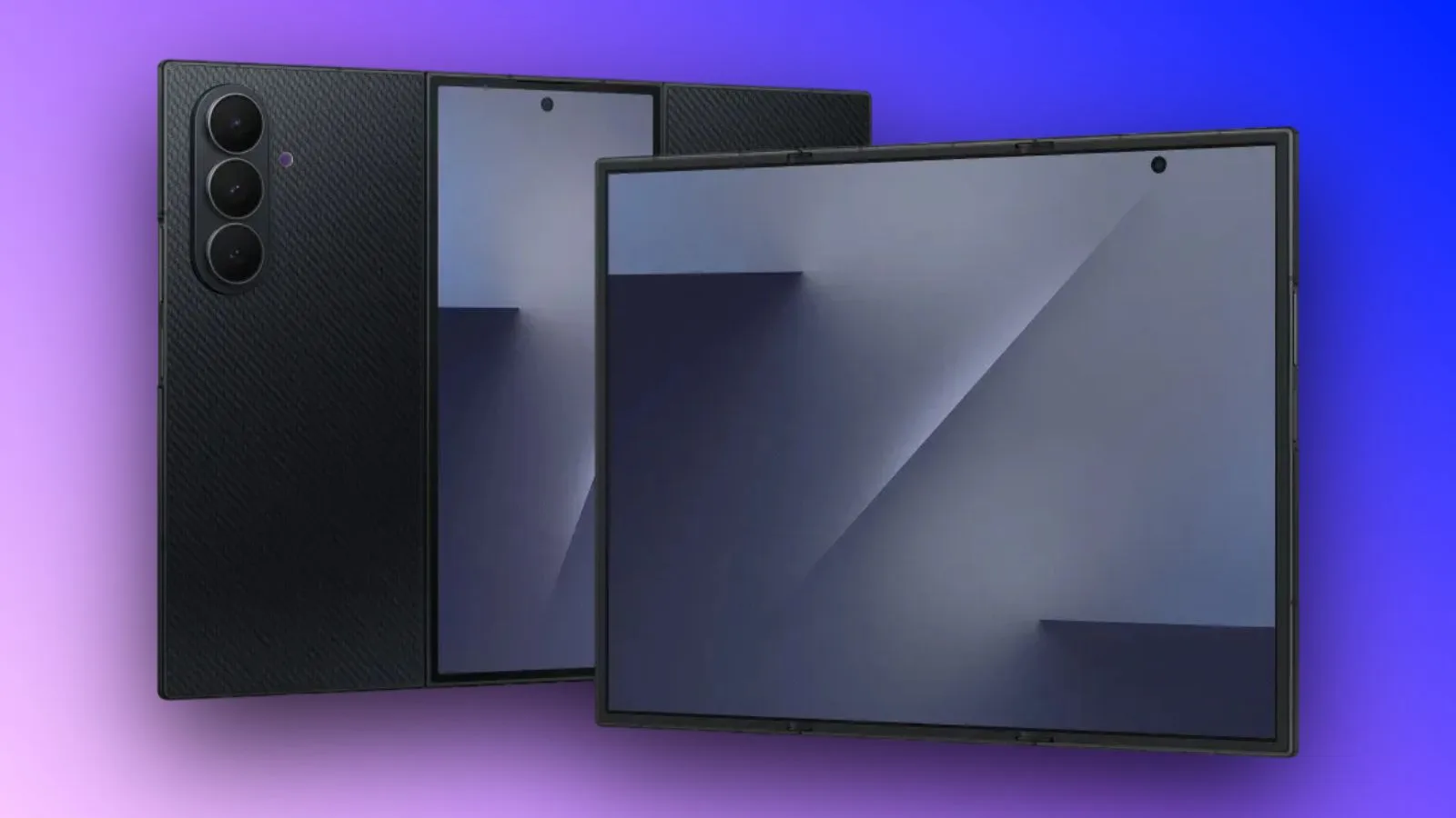 Foldable Samsung Galaxy Z Fold Trifold design with three rear cameras.