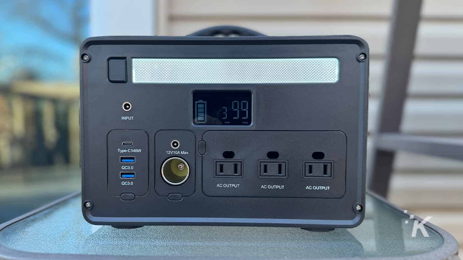 Portable power station with outlets and charging ports