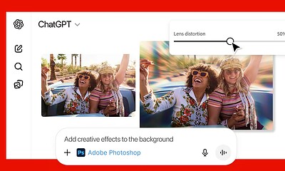 Vibrant photo editing with lens distortion adjustment for creative effects.