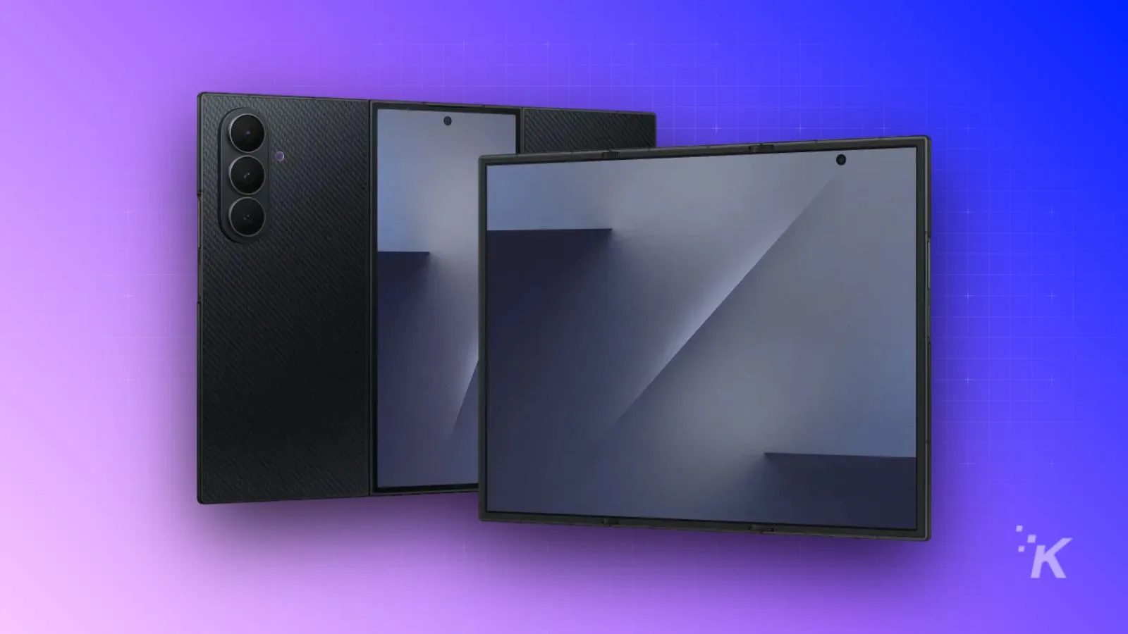 High-resolution foldable smartphone with large screens and triple camera setup, showcasing innovative mobile device design for tech enthusiasts.