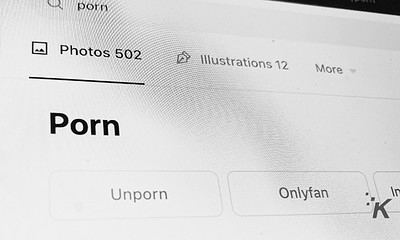 Digital screenshot showing inappropriate search content labeled "Porn" on a computer screen, highlighting the importance of safe search settings and content filtering.