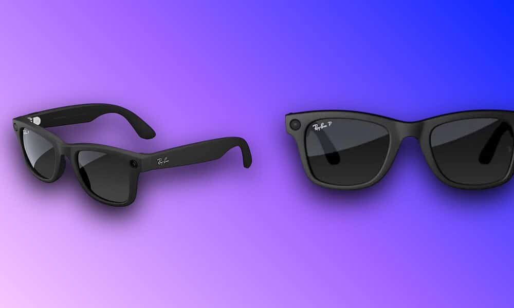 Black Ray-Ban sunglasses with dark lenses showcased on colorful gradient backdrop.