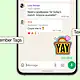 An image showing WhatsApp chat with text stickers, group member tags, and emojis, highlighting features like expressive messaging, group communication, and fun customization options.